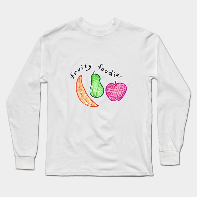 Fruity Foodie Cute Fruit Design Long Sleeve T-Shirt by CrazilykukuDesigns